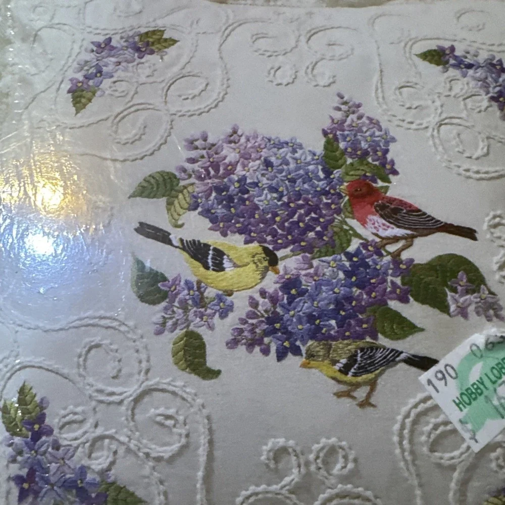 Lilacs And Finches Janlynn Candlewicking Embroidery Kit #004-0773 Pillow Cover